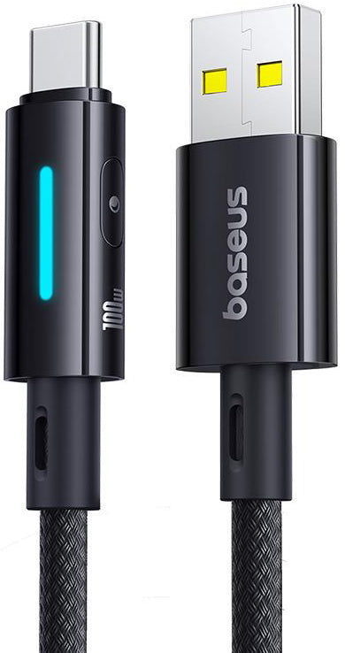 Cavo Dati e Ricarica USB-A - USB-C Baseus Lit Button Control, 100W, 1m, Nero P10379002121-00