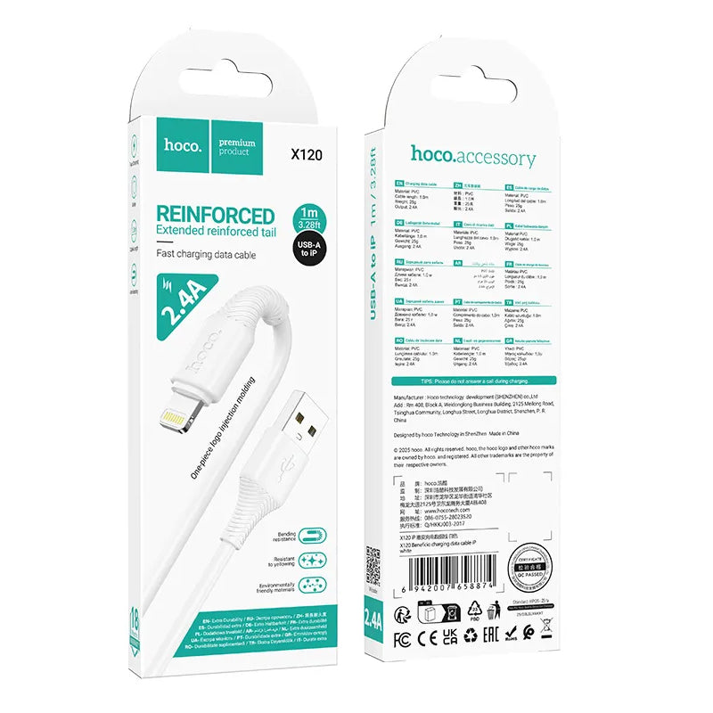 Cavo Dati e Ricarica USB-C - Lightning HOCO X120, 20W, 1m, Bianco