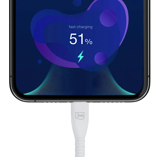 USB-A to Lightning Data and Charging Cable 3MK Hyper, 12W, 1.2m, White