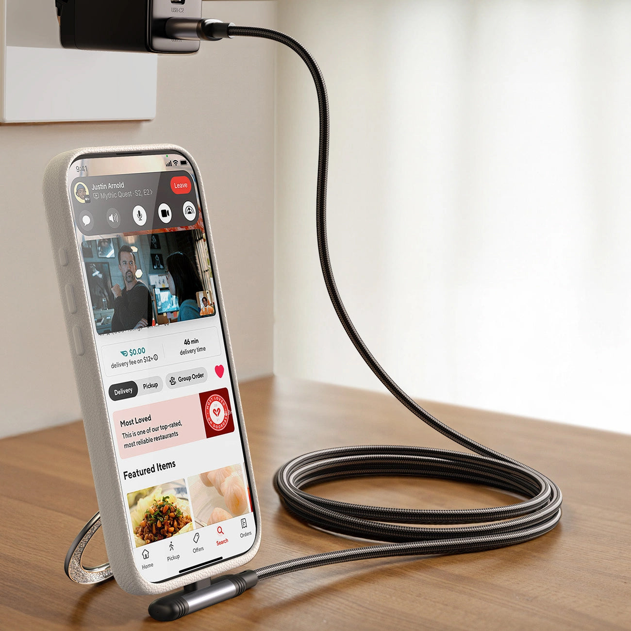 Cavo Dati e Ricarica USB-C - USB-C Joyroom S-A56 EnjoyX Angled, 60W, 1.2m, Nero