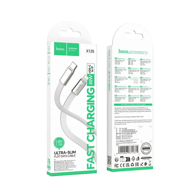 Cavo Dati e Ricarica USB-C - Lightning HOCO X125, 30W, 1m, Bianco