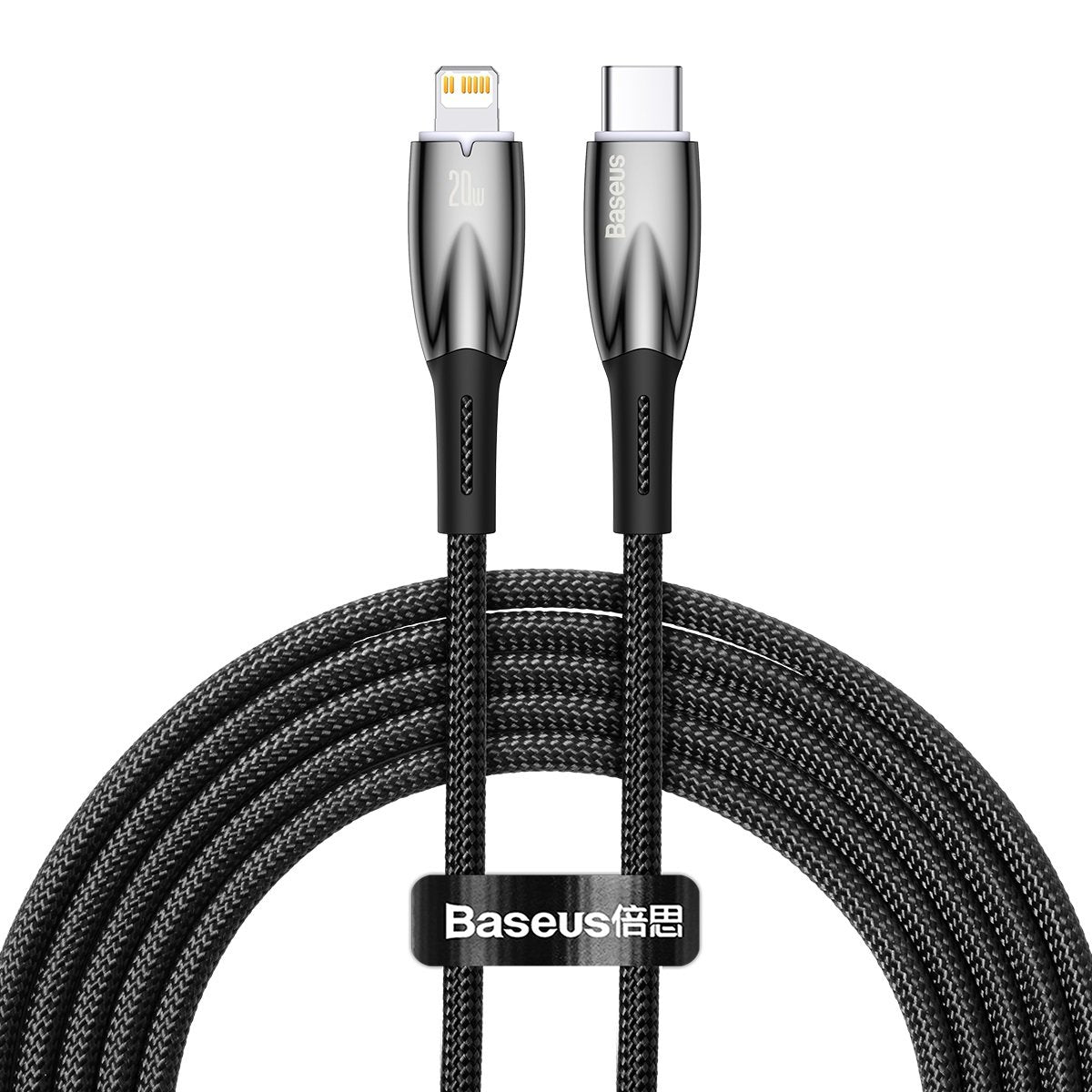 Cavo dati e ricarica Baseus Serie Glimmer USB-C - Lightning, 20W, 2m, nero CADH00010101