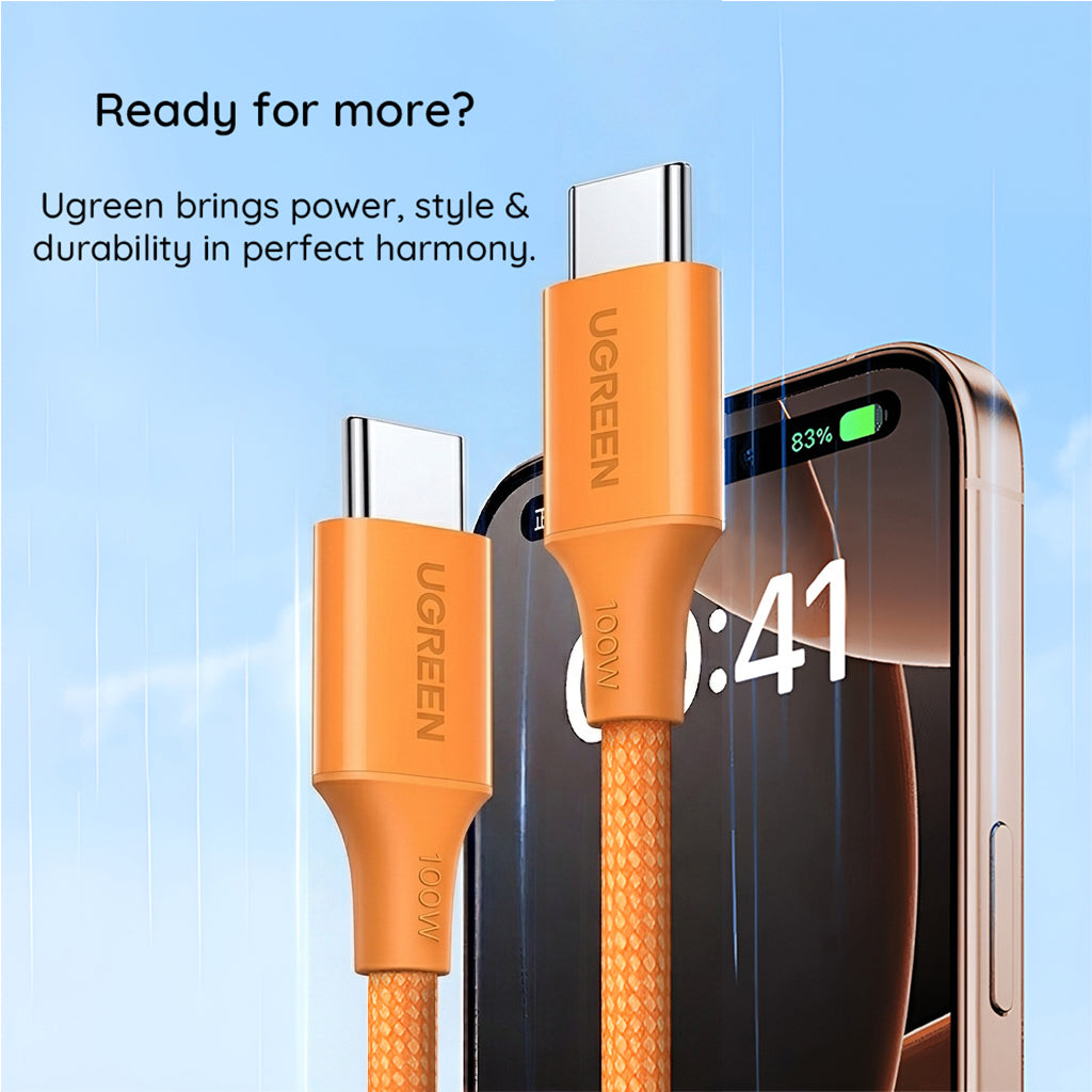 Cavo Dati e Ricarica USB-C - USB-C UGREEN L502, 100W, 1m, Arancione