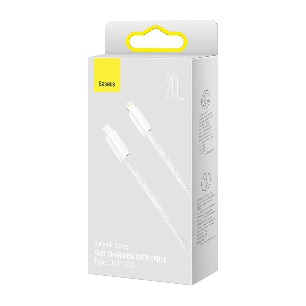 Cavo dati e ricarica USB-C - Lightning Baseus a ricarica rapida dinamica, 20W, 2m, bianco CALD000102