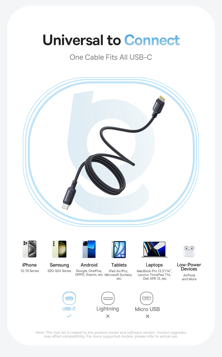 Cavo Dati e Ricarica USB-C - USB-C Baseus PicoGo, 240W, 1m, Bianco P10376800211-00