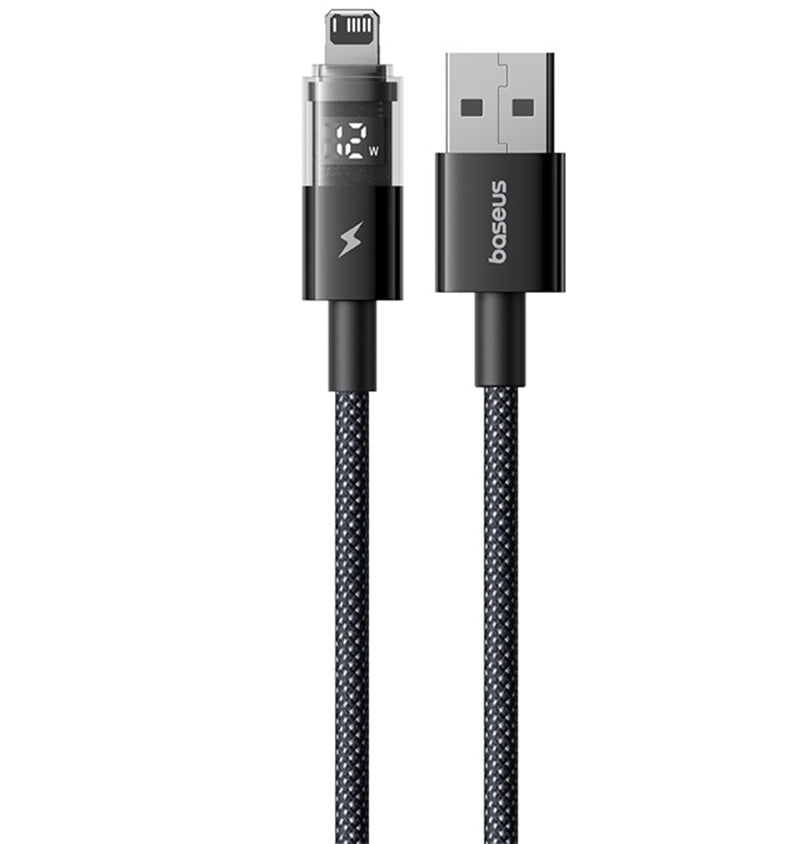 USB-A to Lightning Baseus Display 2 Data and Charging Cable, 18W, 2m, Black P10382700121-01