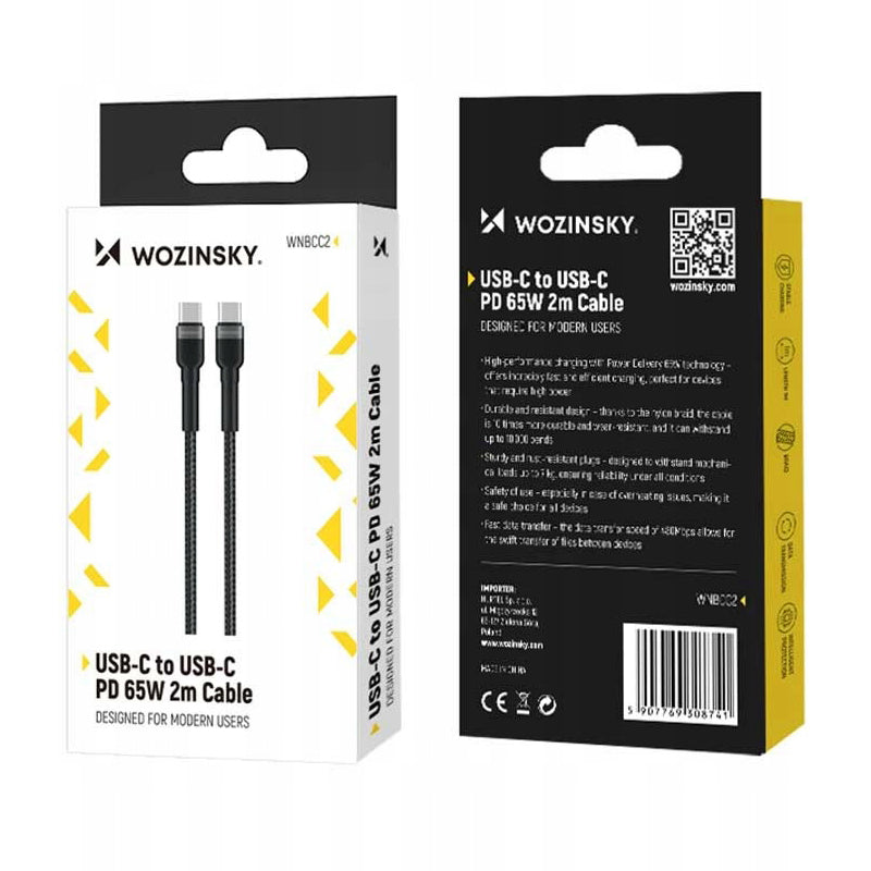 Cavo Dati e Ricarica USB-C - USB-C WZK WNBCC2, 65W, 2m, Nero