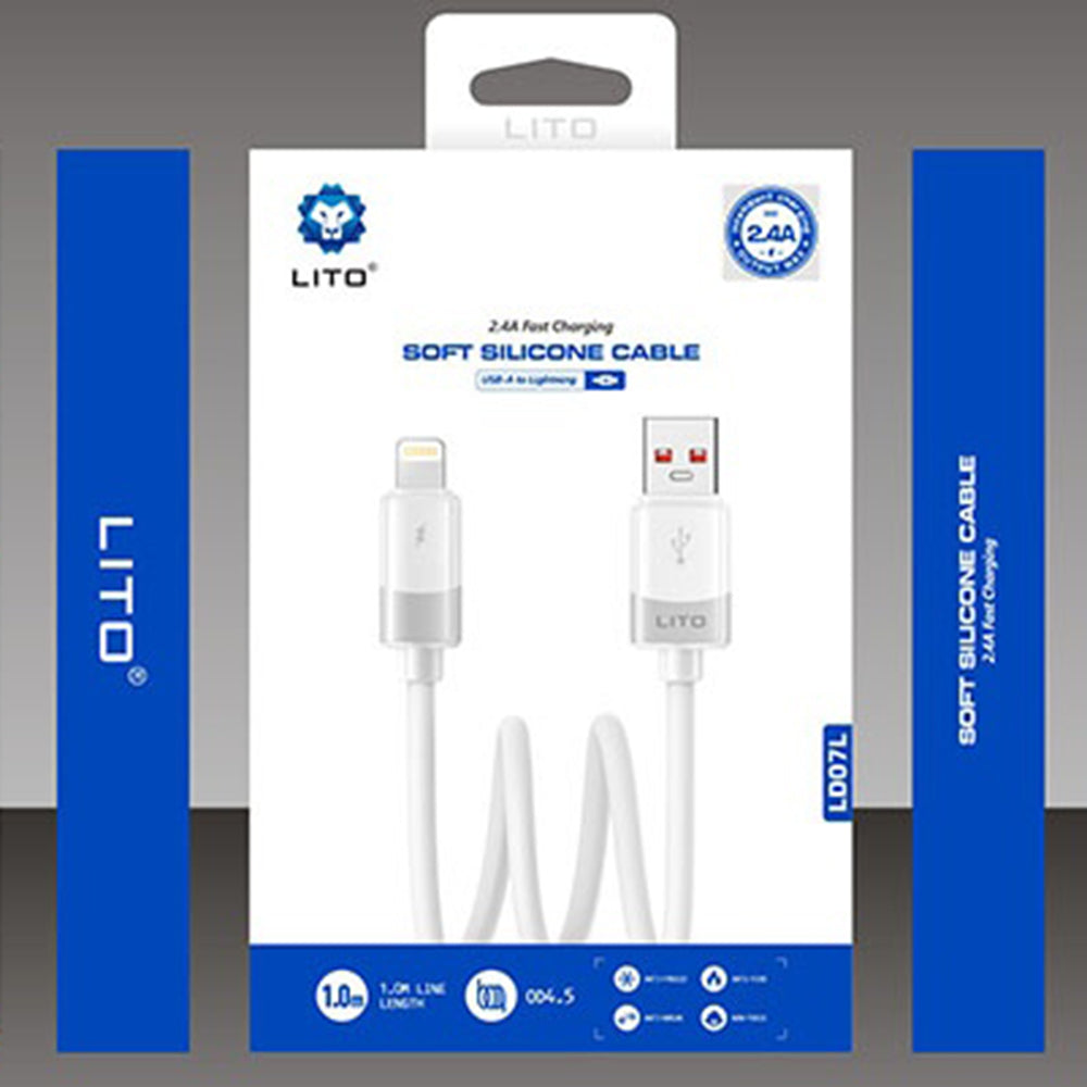 Cavo Dati e Ricarica USB-A - Lightning Lito LD07, 60W, 1m, Bianco