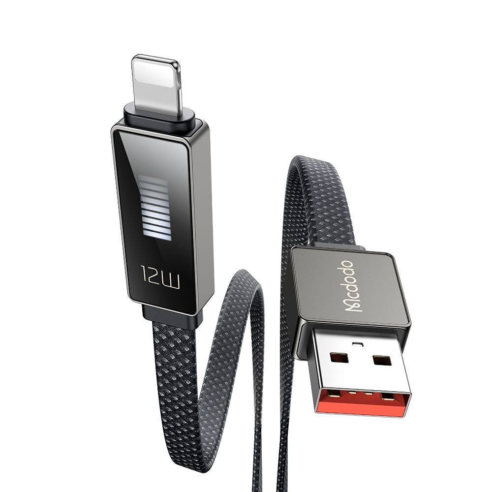 USB-A to Lightning McDodo CA-4970 Rythm Display Data and Charging Cable, 18W, 1.2m, Black