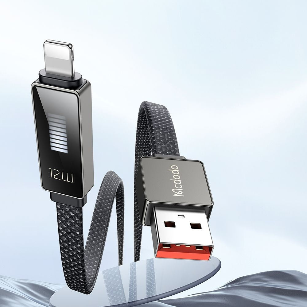 USB-A to Lightning McDodo CA-4970 Rythm Display Data and Charging Cable, 18W, 1.2m, Black