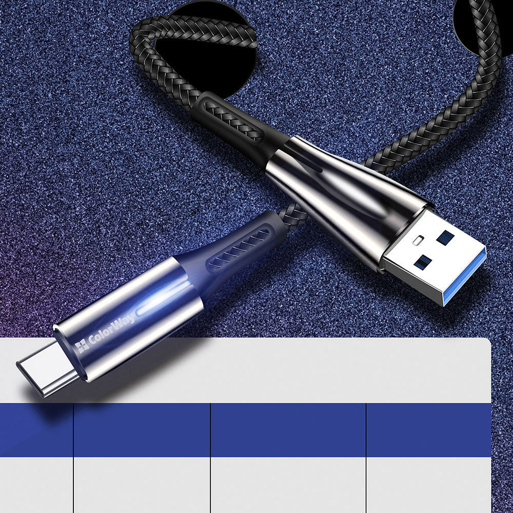 Cavo Dati e Ricarica USB-A - USB-C ColorWay CW-CBUC035, 18W, 1m, Nero