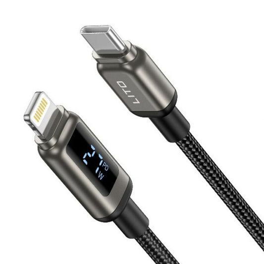 Cavo Dati e Ricarica USB-C - Lightning Lito LD15 Display, 27W, 1m, Nero
