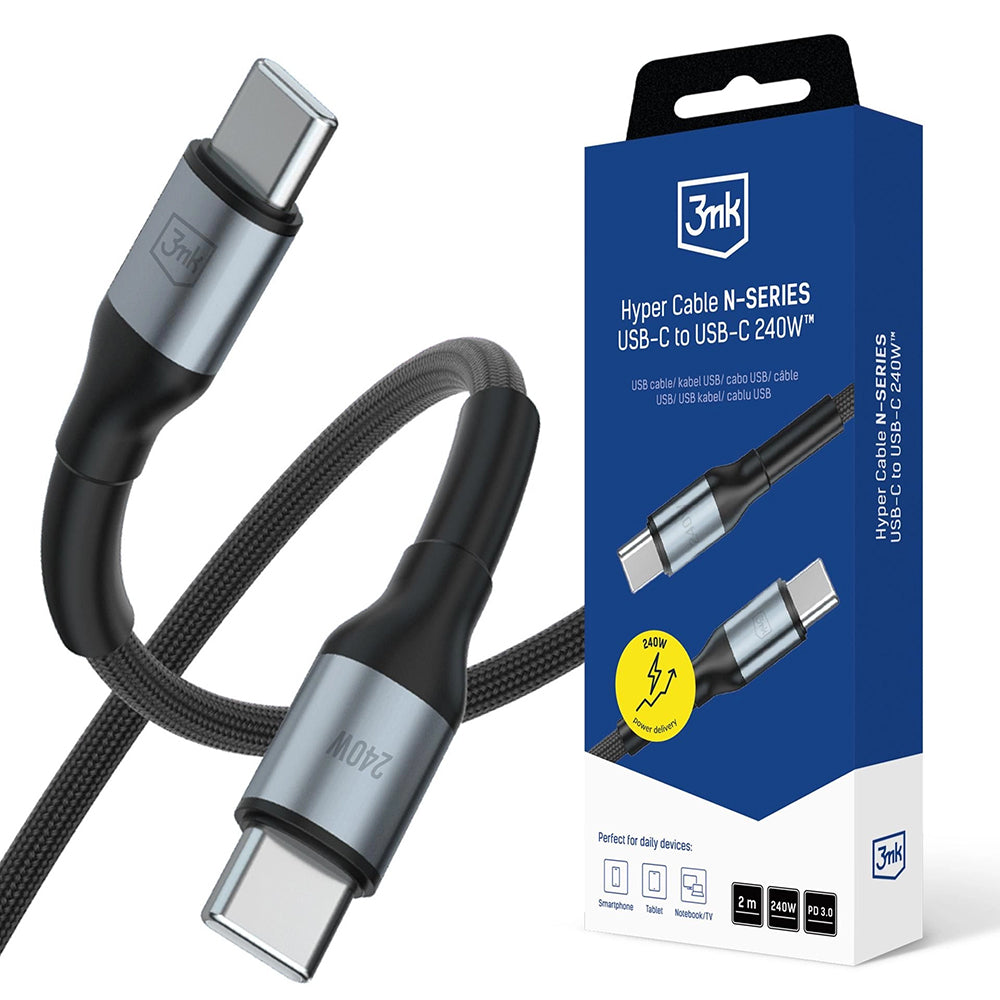 Cavo Dati e Ricarica USB-C - USB-C 3MK Hyper N, 240W, 2m, Nero