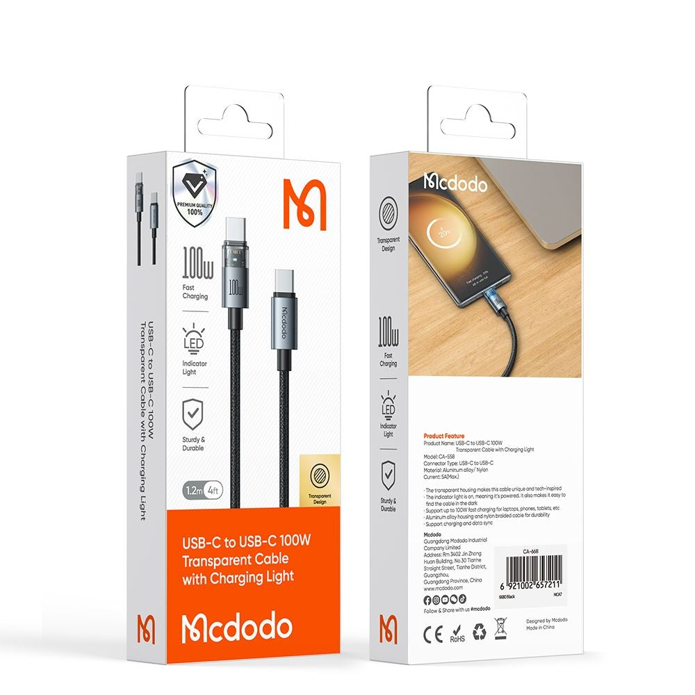 Cavo Dati e Ricarica USB-C - USB-C McDodo CA-5582, 100W, 1.2m, Bianco