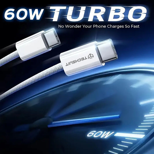 Cavo Dati e Ricarica USB-C - USB-C Techsuit PCB114D, 60W, 1m, Grigio