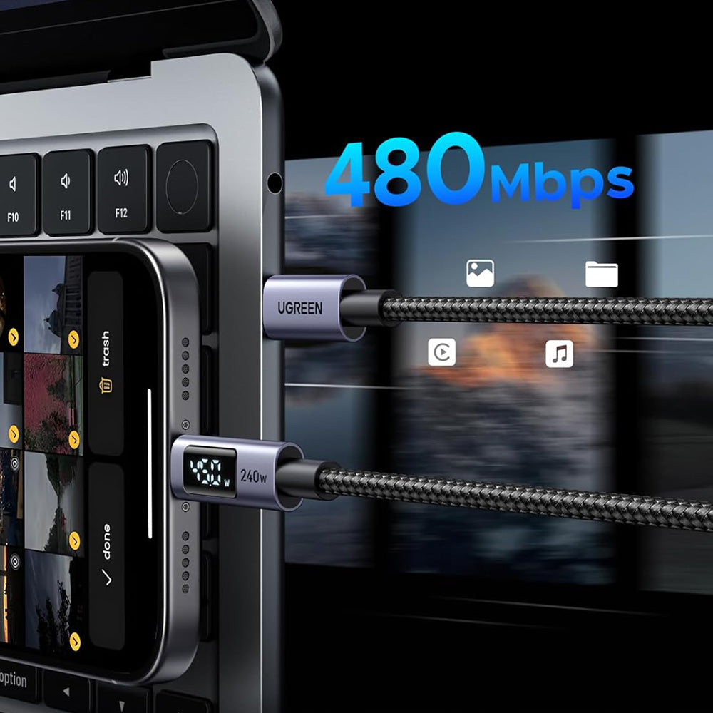Cavo Dati e Ricarica USB-C - USB-C UGREEN 65866 Display, 240W, 1m, Grigio
