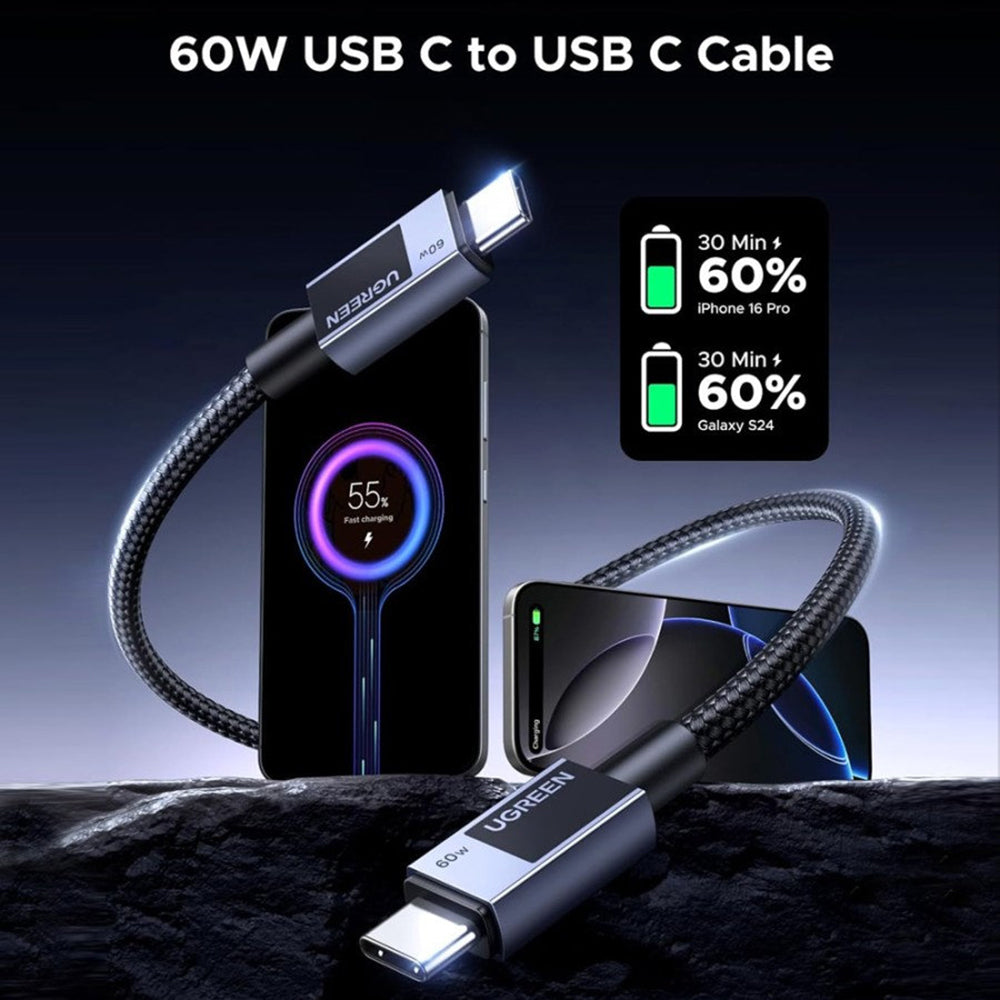 Cavo Dati e Ricarica USB-C - USB-C UGREEN L524, 60W, 1m, Grigio