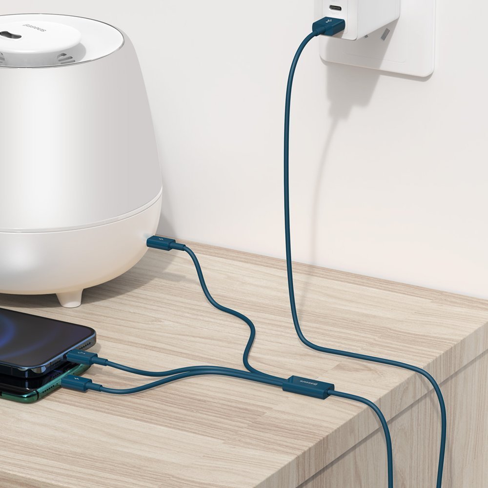Cavo di ricarica USB-A - Lightning / microUSB / USB-C Serie Baseus Superior 3in1, 20W, 1,5 m, blu CAMLTYS-03