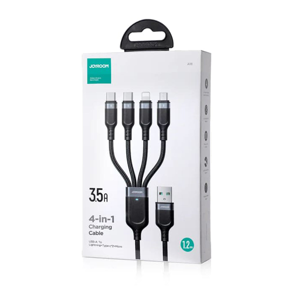 Cavo di ricarica USB-A - Lightning / microUSB / 2 x USB-C Joyroom S-1T4018A18 4in1, 20W, 1,2 m, nero