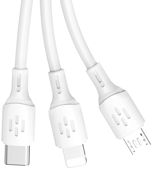Cavo di ricarica USB-A - Lightning / microUSB / USB-C Dudao L8A 3in1, 66W, 1,2m, Bianco