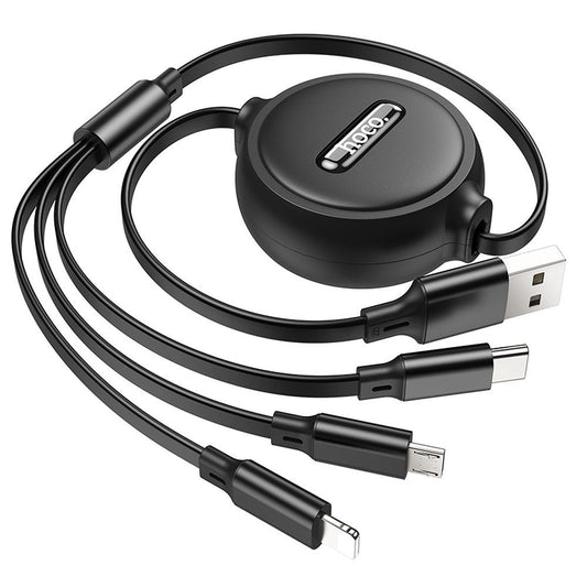 Cavo di Ricarica USB-A - Lightning / microUSB / USB-C HOCO X75 3in1, 18W, 1m, Nero