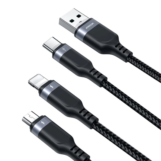 Cavo di Ricarica USB-A - Lightning / microUSB / USB-C Joyroom S-A18 3in1, 20W, 1.2m, Nero