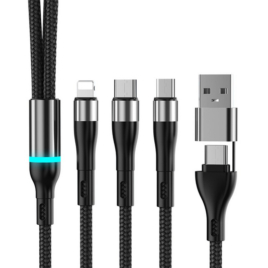 Cavo di Ricarica USB-C / USB-A - Lightning / microUSB / USB-C OEM B6, 100W, 1,2m, Nero