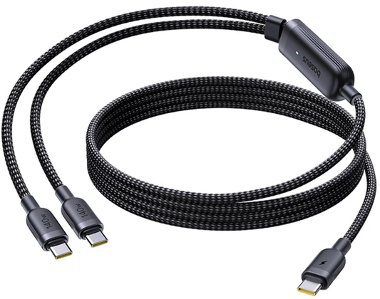 Cavo di Ricarica USB-C - 2 x USB-C Baseus Flash 4 2in1, 140W, 1,5m, Nero E0426X00