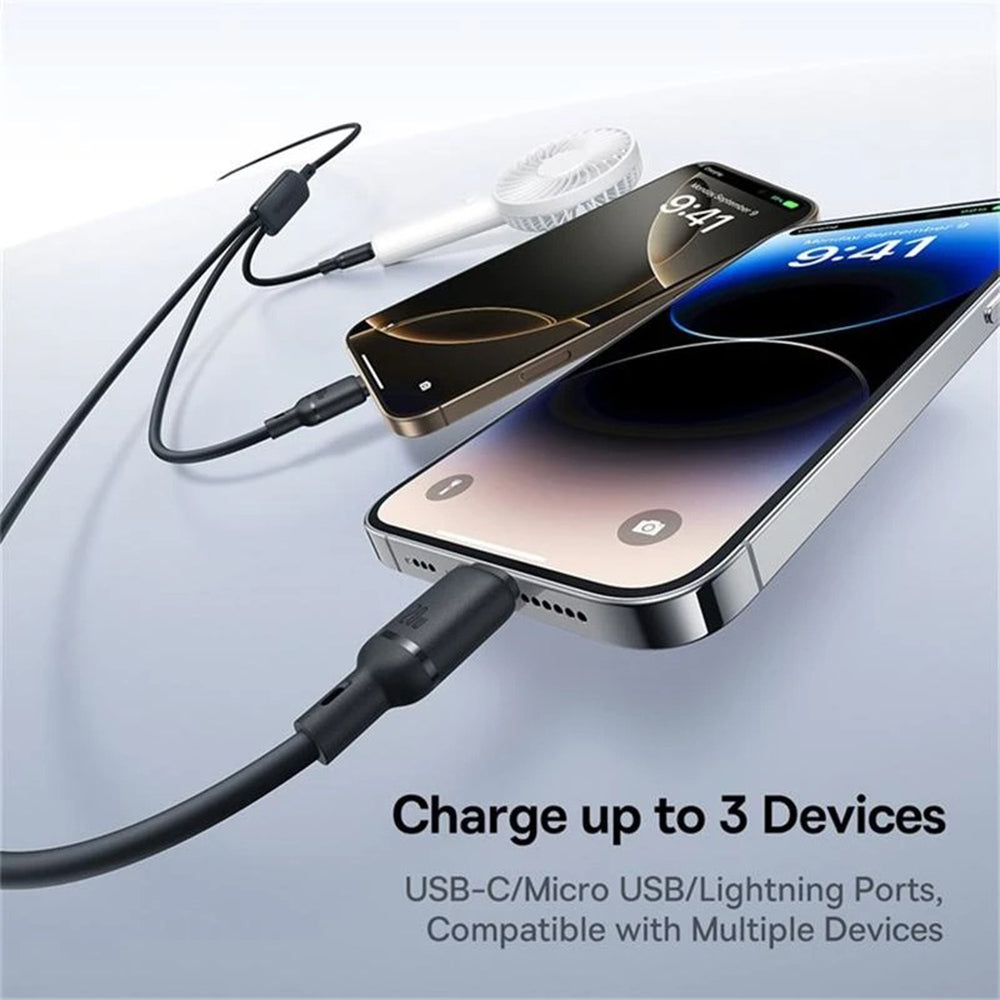 Cavo di Ricarica USB-C - Lightning / microUSB / USB-C Baseus Silky 3in1, 100W, 1.5m, Nero P10376303121-01