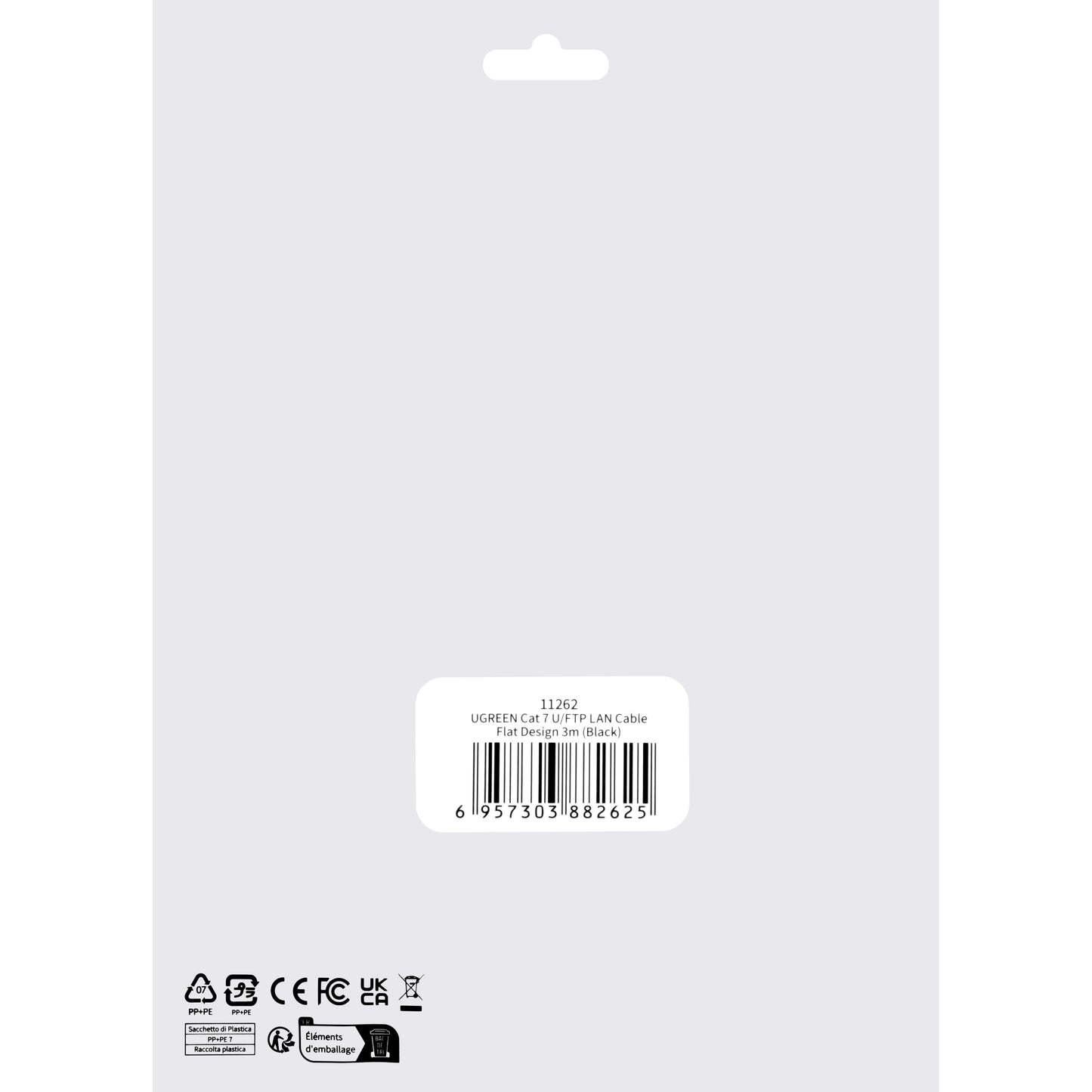 Cavo di rete UGREEN NW106 piatto, UTP, Cat7, 3m, nero