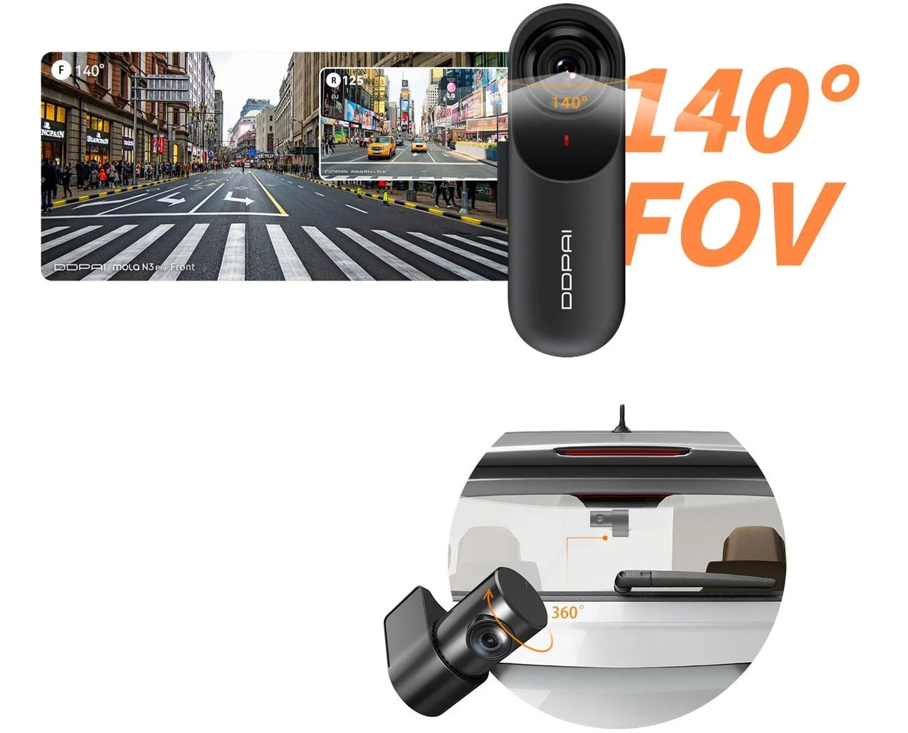 Telecamera Auto Anteriore Posteriore DDPAI mola N3 Pro 2026, 1600P, Wi-Fi