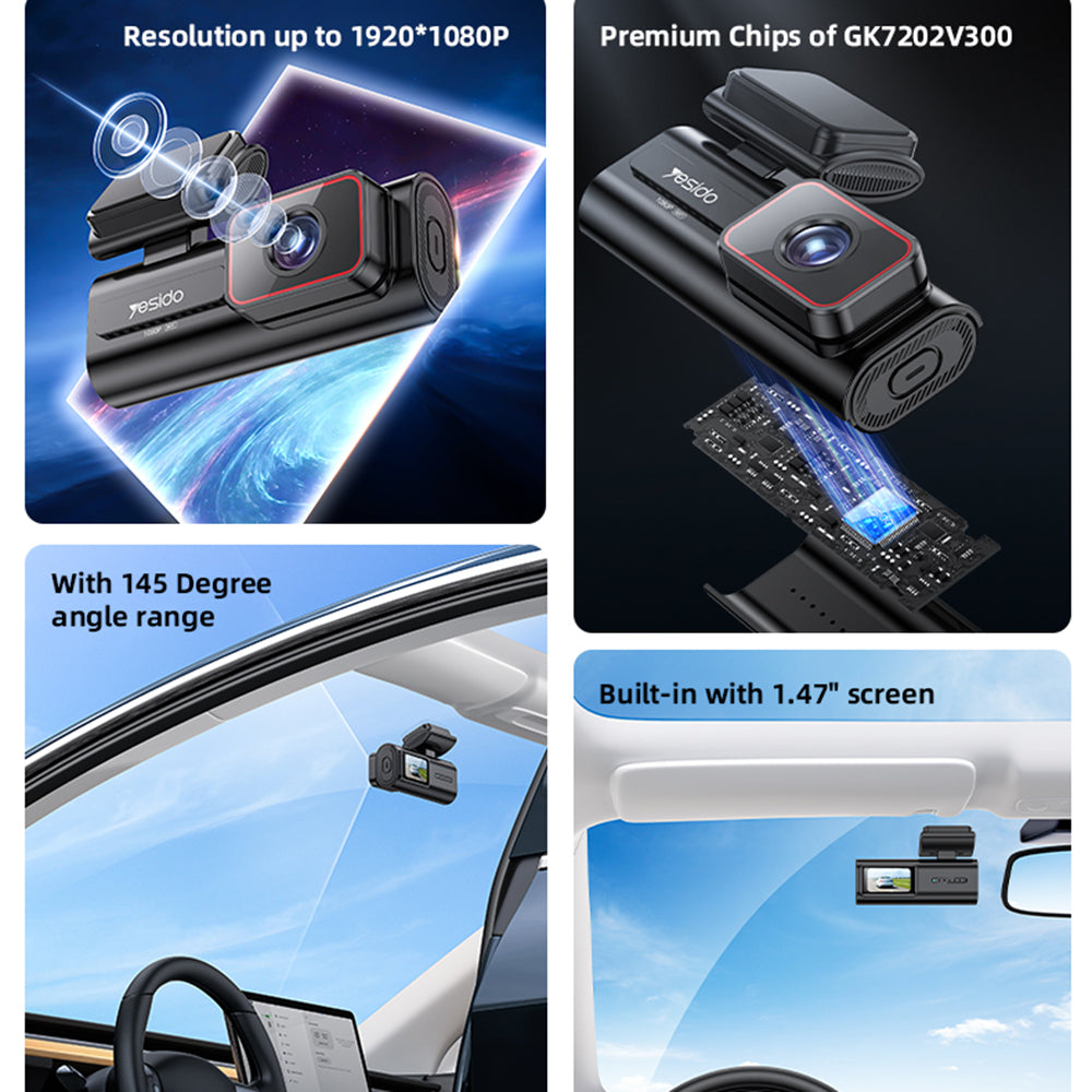 Camera Auto Yesido KM21, 1080P, Wi-Fi, Display 1.47 pollici