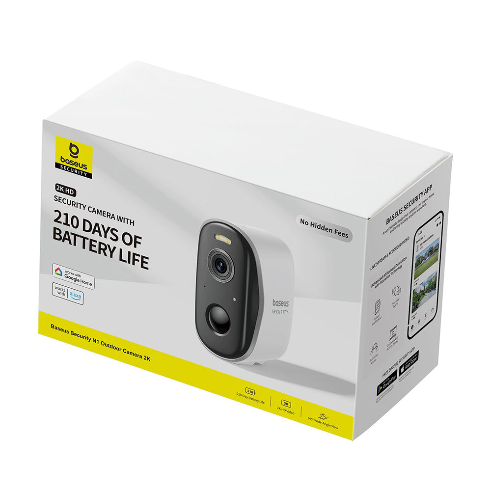 Telecamera di Sorveglianza Baseus N1, Wi-Fi, 2K, IP67, Esterno, Bianca S0TZ002130