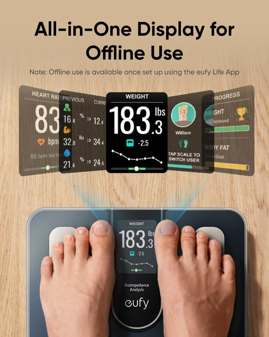 Bilancia Digitale Eufy Smart Scale C20, Nero T9130011