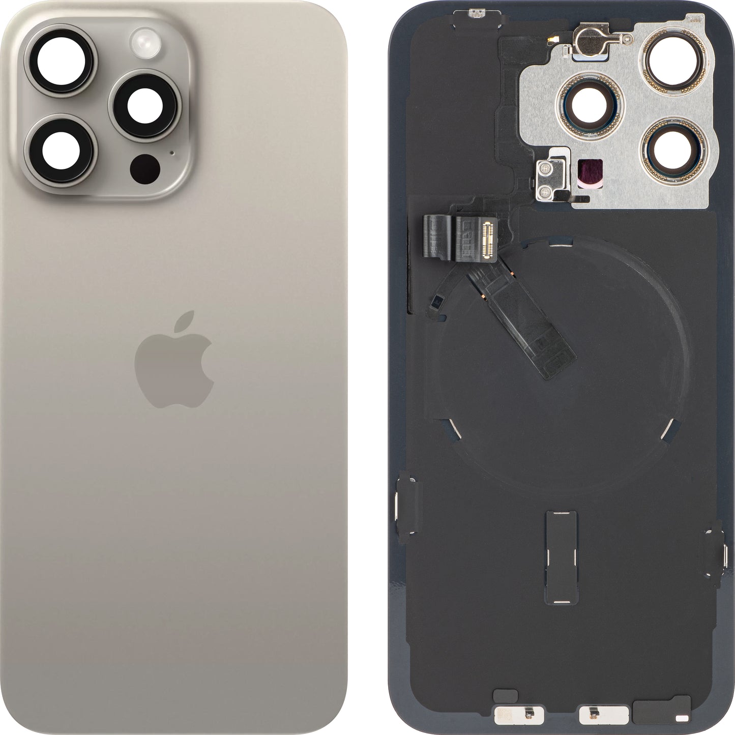 Cover Batteria Apple iPhone 15 Pro Max, Beige (Titanio Naturale), Swap Premium