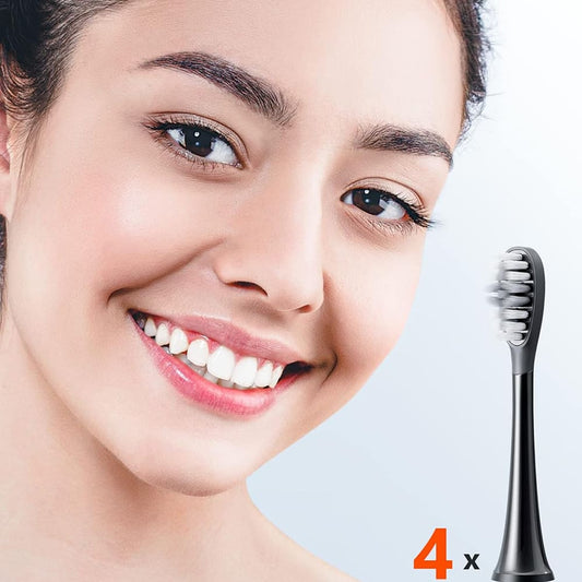 Testina di Ricambio Gum Care per Spazzolino Elettrico Bitvae S2 / S3, Set 4 pezzi, Nero