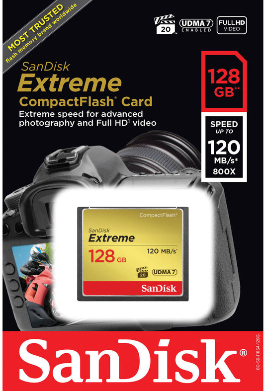 Scheda di memoria CompactFlash SanDisk Extreme, 128Gb, UDMA 7 SDCFXSB-128G-G46