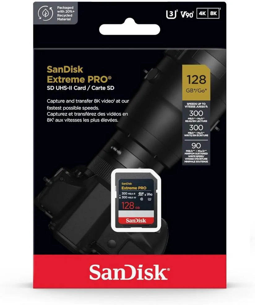 Scheda di memoria SDXC SanDisk Extreme Pro, 128Gb, Classe 10 / UHS-2 U3 SDSDXDM-128G-GN4IN