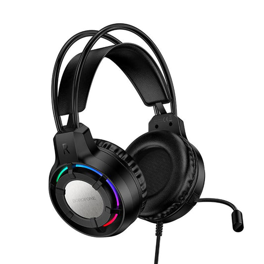 Cuffie Gaming 3.5mm Borofone BO112 Wave, RGB, 2m, Nere