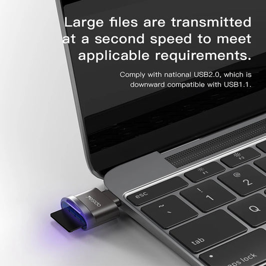 Lettore di schede USB-C Yesido GS19, USB-A (OTG) - microSD, Grigio