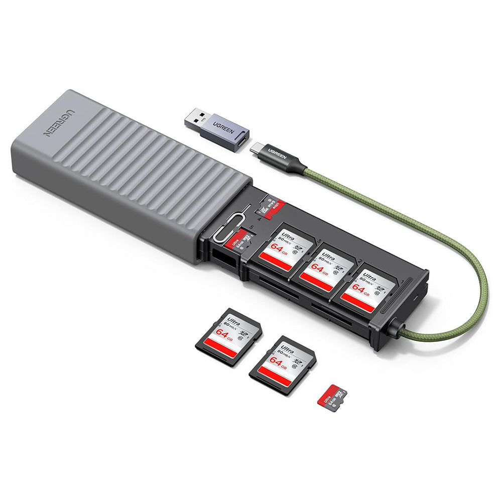 Lettore di schede USB / USB-C con Organizzatore UGREEN CM856 (55899), 2 x SD - microSD, Grigio