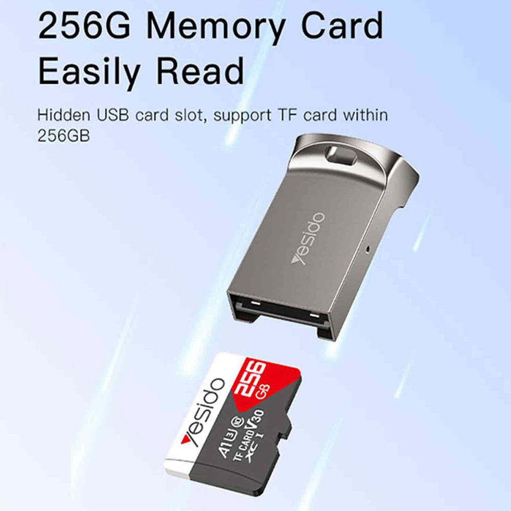 Lettore di schede USB Yesido GS20, microSD, Grigio