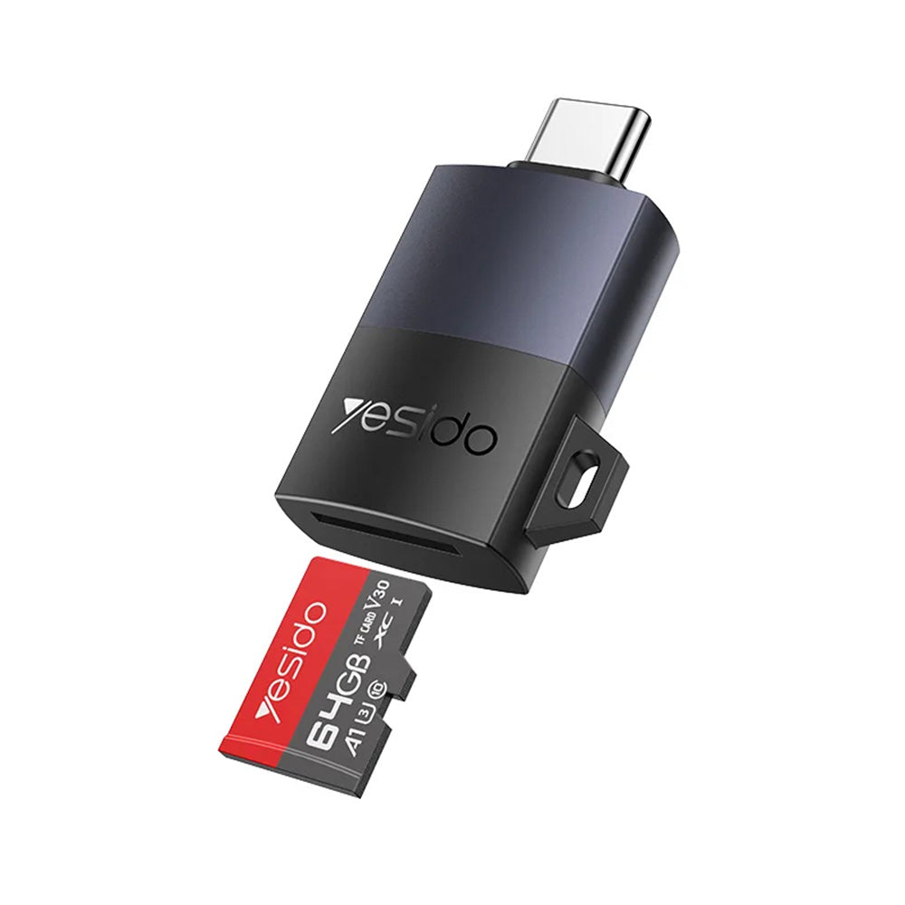 Lettore di schede USB-C Yesido GS37, microSD, Nero