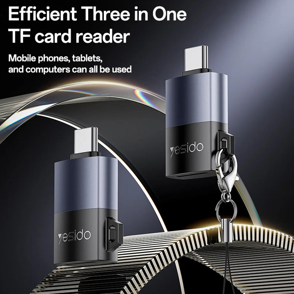 Lettore di schede USB-C Yesido GS37, microSD, Nero