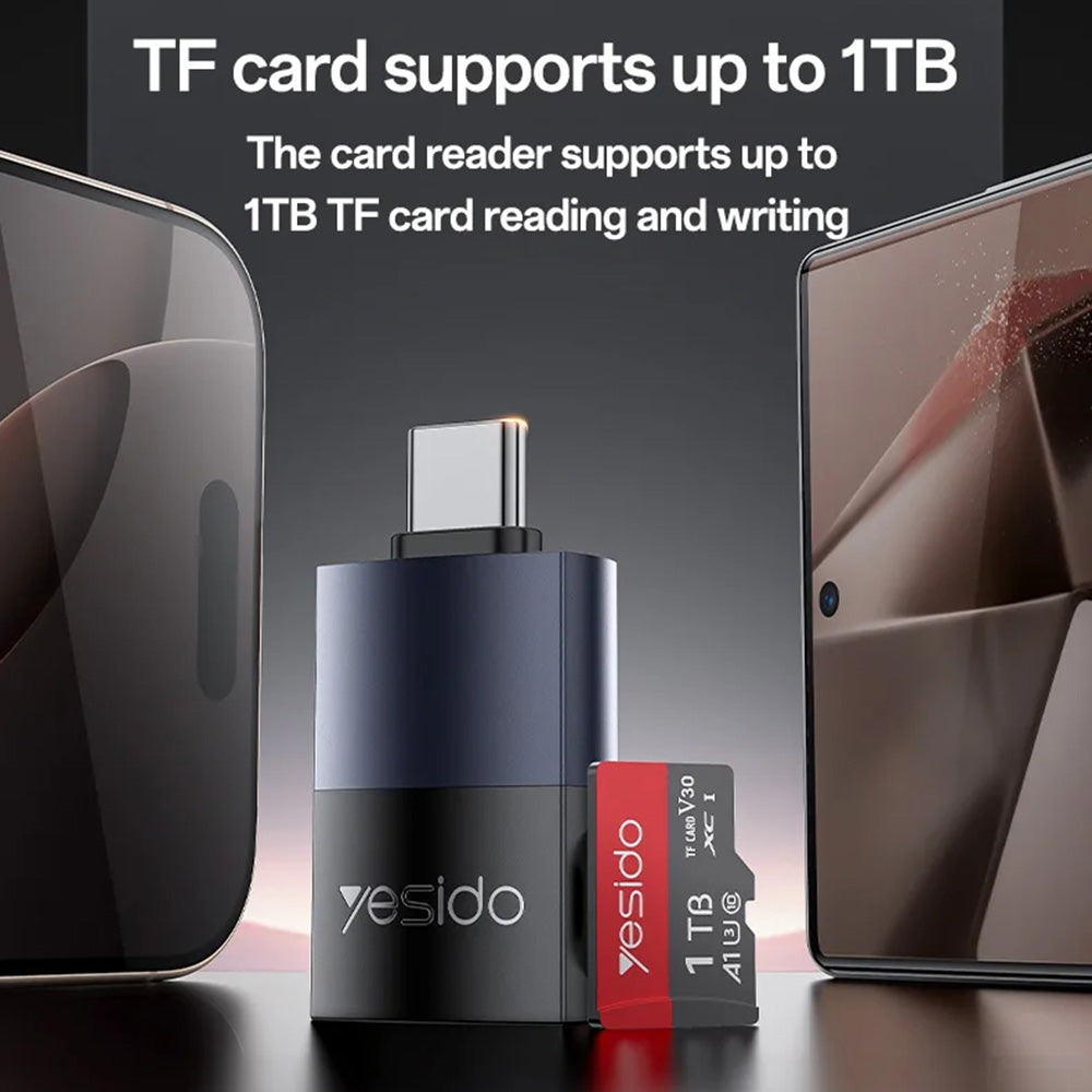 Lettore di schede USB-C Yesido GS37, microSD, Nero