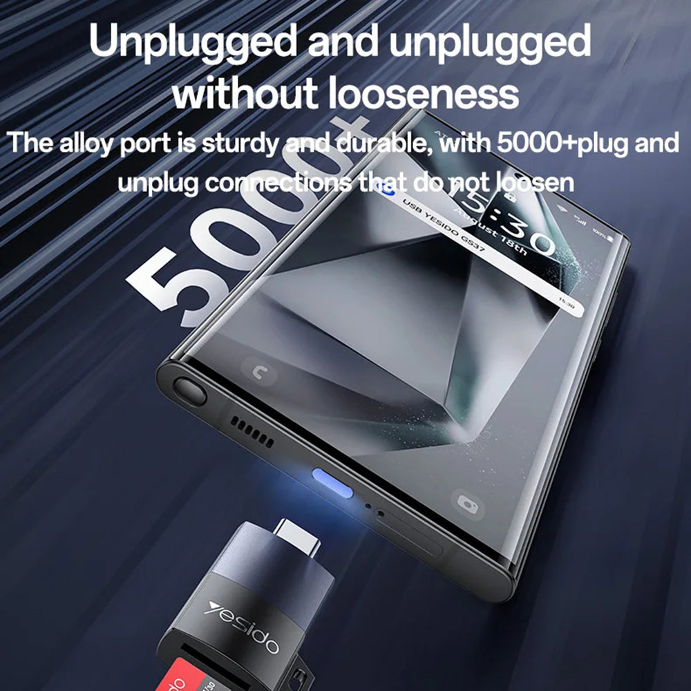 Lettore di schede USB-C Yesido GS37, microSD, Nero