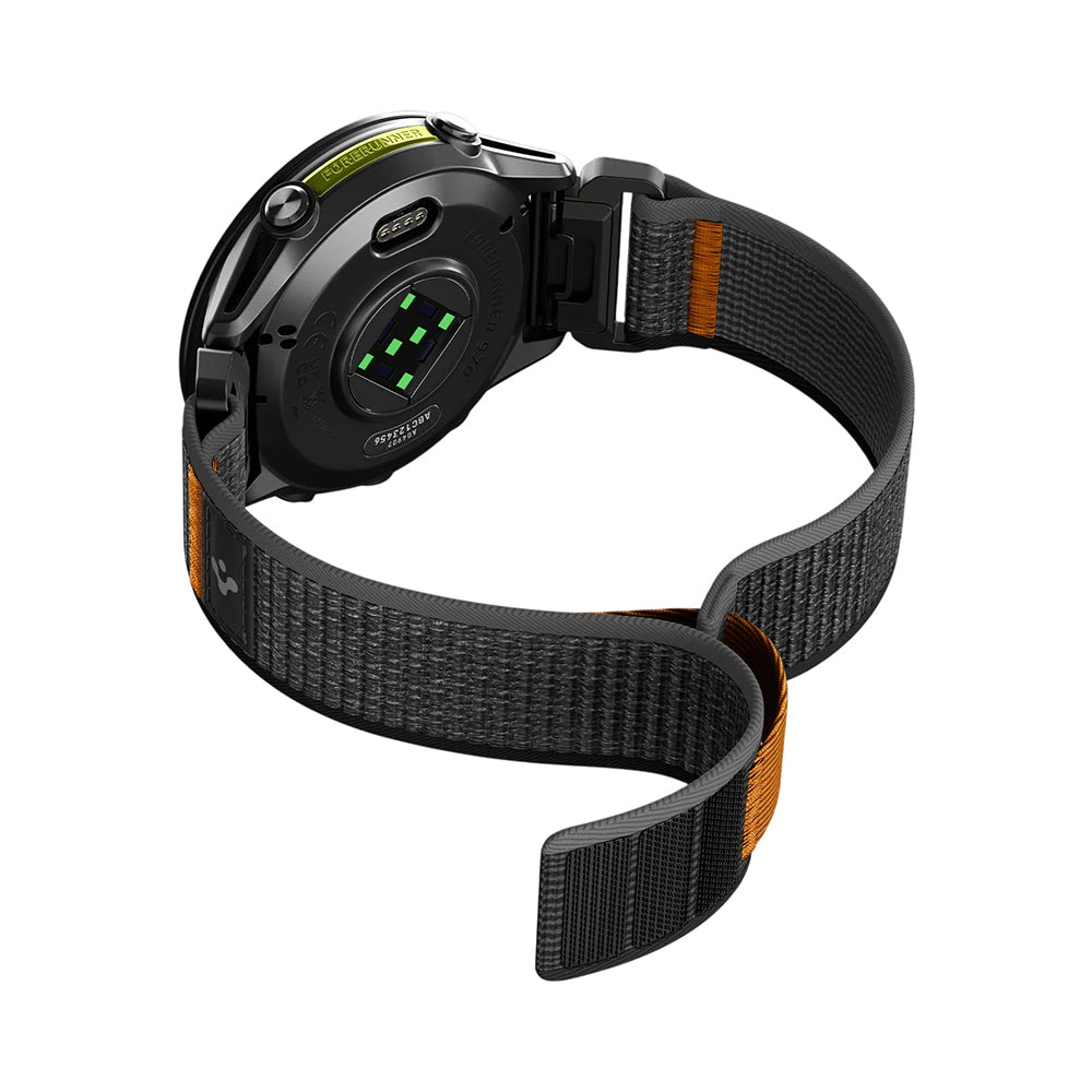 Cinturino Spigen Athlex Air per Garmin Watch Fenix / Forerunner / Approach Series, 22mm, Nero Arancione AMP11426