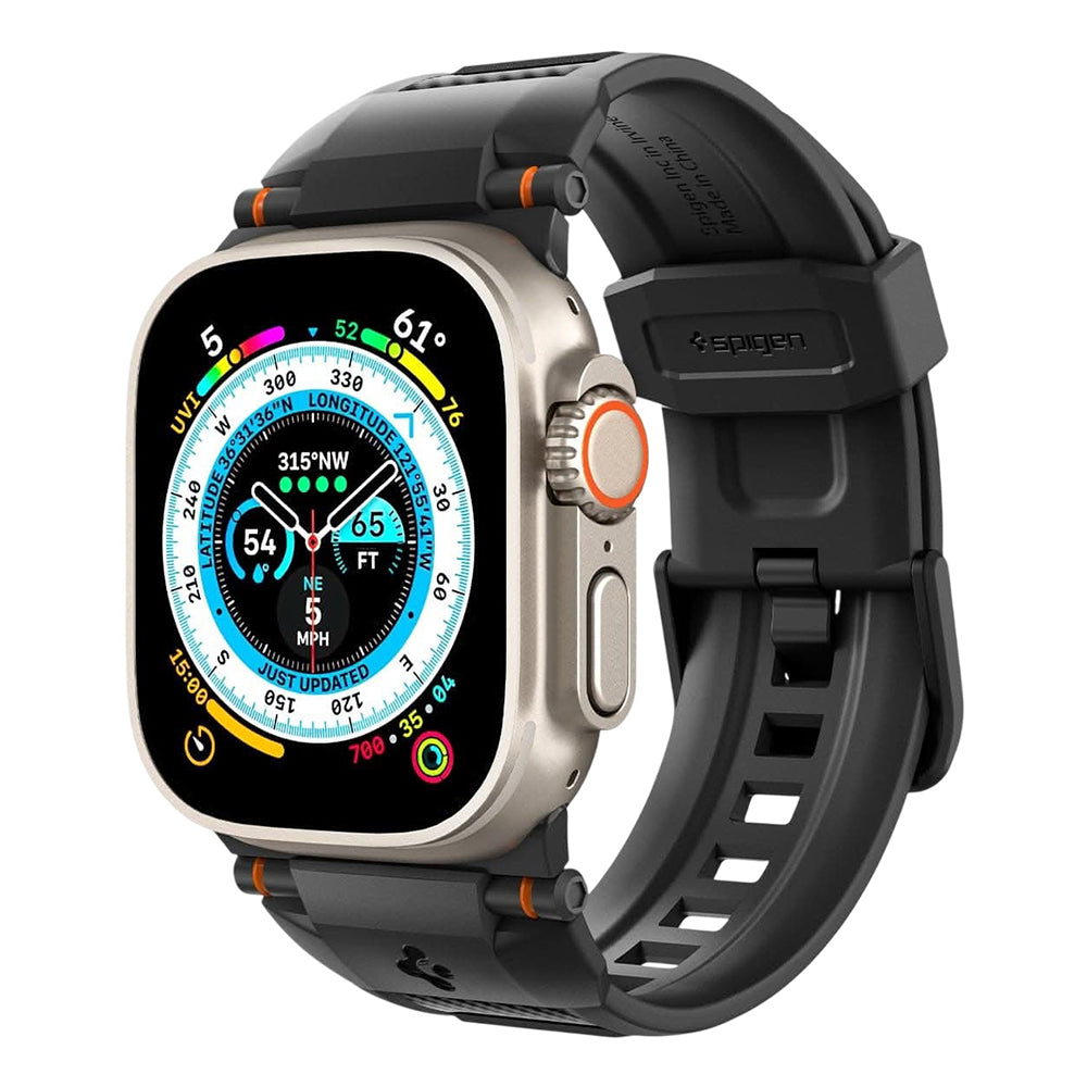 Cinturino Spigen Rugged per Apple Watch Serie 49 mm / 46 mm / 45 mm / 44 mm, Nero AMP07105