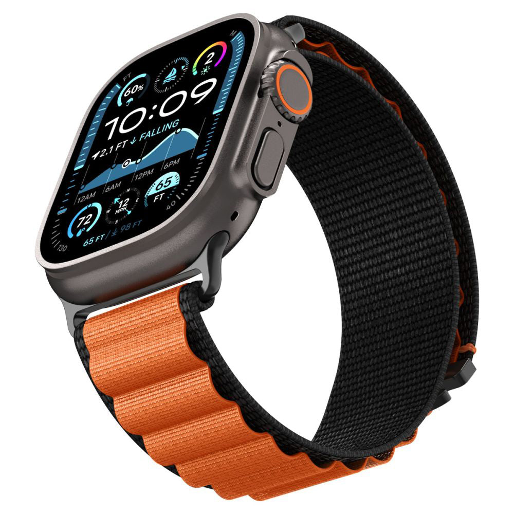 Cinturino Spigen WBF1 per Apple Watch 49mm / 46mm / 45mm / 44mm Series, Nero Arancione AMP10145
