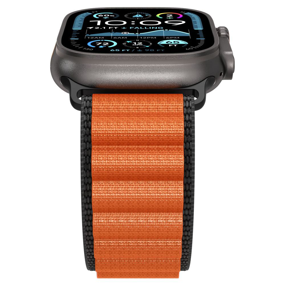 Cinturino Spigen WBF1 per Apple Watch 49mm / 46mm / 45mm / 44mm Series, Nero Arancione AMP10145